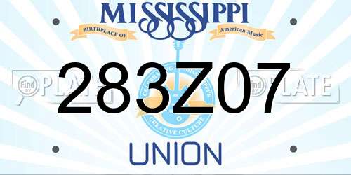 283Z07 Mississippi License Plate