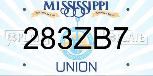 283ZB7 Mississippi License Plate