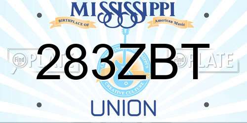 283ZBT Mississippi License Plate