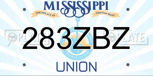 283ZBZ Mississippi License Plate
