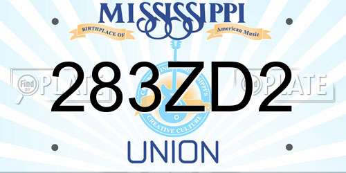 283ZD2 Mississippi License Plate