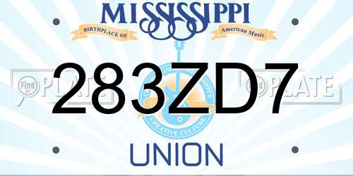 283ZD7 Mississippi License Plate
