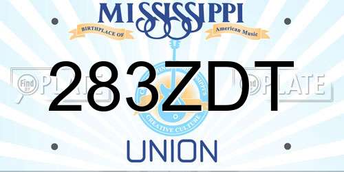 283ZDT Mississippi License Plate