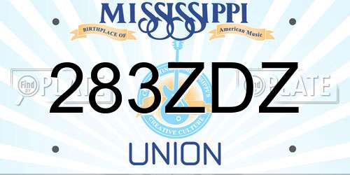 283ZDZ Mississippi License Plate