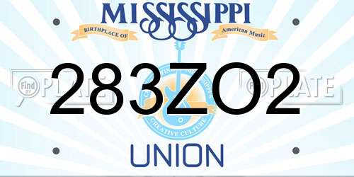 283ZO2 Mississippi License Plate