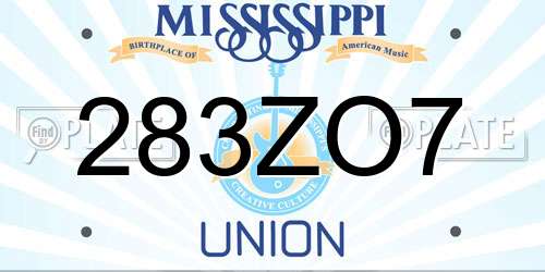 283ZO7 Mississippi License Plate