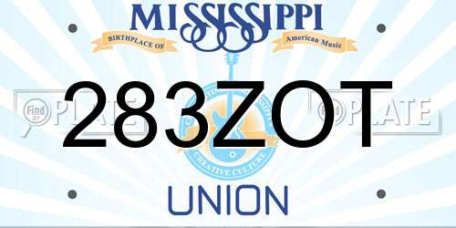 283ZOT Mississippi License Plate