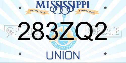 283ZQ2 Mississippi License Plate
