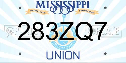 283ZQ7 Mississippi License Plate