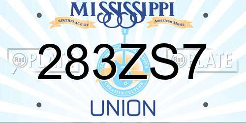 283ZS7 Mississippi License Plate