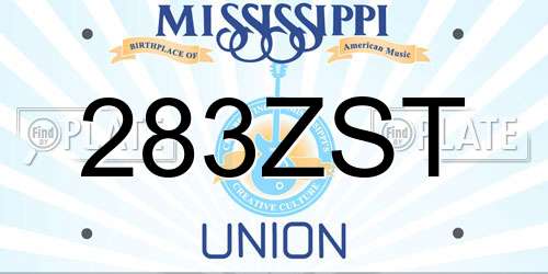 283ZST Mississippi License Plate