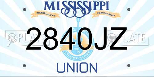 2840JZ Mississippi License Plate