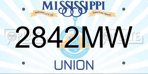 2842MW Mississippi License Plate
