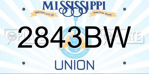 2843BW Mississippi License Plate