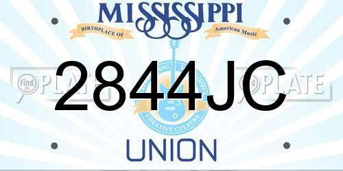 2844JC Mississippi License Plate