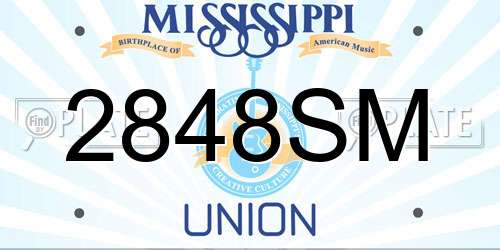 2848SM Mississippi License Plate