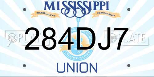 284DJ7 Mississippi License Plate