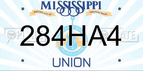 284HA4 Mississippi License Plate