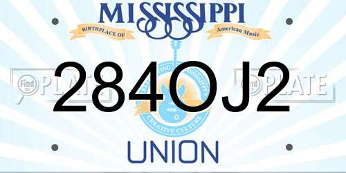 284OJ2 Mississippi License Plate