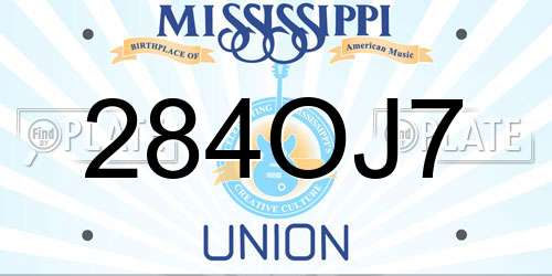 284OJ7 Mississippi License Plate