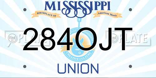 284OJT Mississippi License Plate