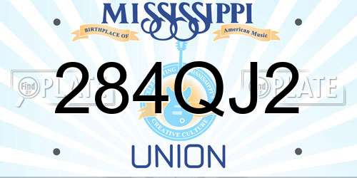 284QJ2 Mississippi License Plate
