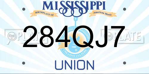 284QJ7 Mississippi License Plate