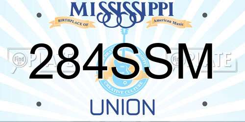 284SSM Mississippi License Plate