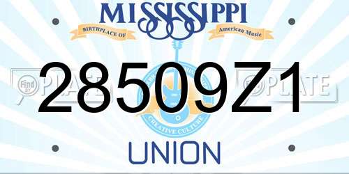 28509Z1 Mississippi License Plate