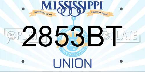 2853BT Mississippi License Plate