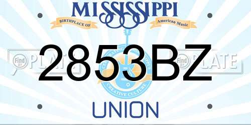 2853BZ Mississippi License Plate