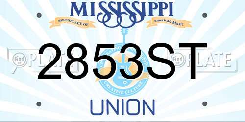 2853ST Mississippi License Plate