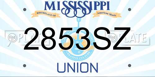 2853SZ Mississippi License Plate