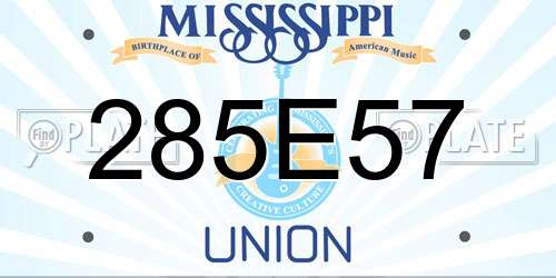 285E57 Mississippi License Plate