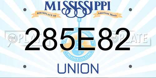 285E82 Mississippi License Plate