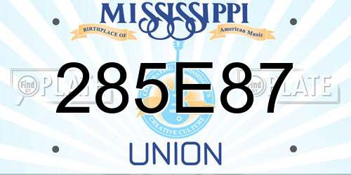 285E87 Mississippi License Plate