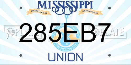 285EB7 Mississippi License Plate