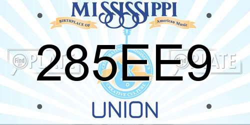 285EE9 Mississippi License Plate