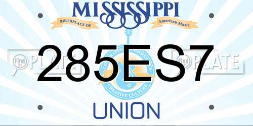 285ES7 Mississippi License Plate