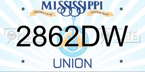 2862DW Mississippi License Plate