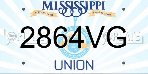 2864VG Mississippi License Plate