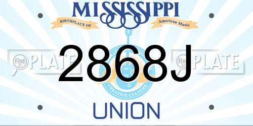 2868J Mississippi License Plate
