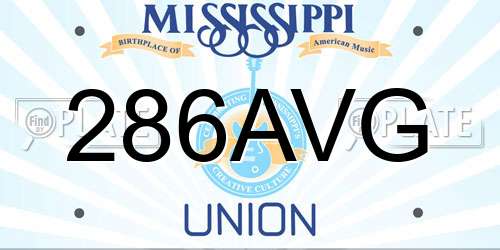 286AVG Mississippi License Plate