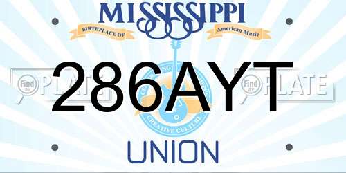 286AYT Mississippi License Plate