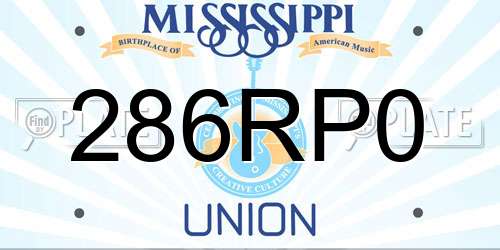 286RP0 Mississippi License Plate