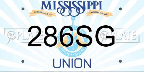 286SG Mississippi License Plate