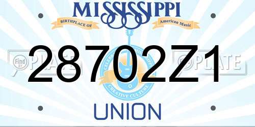 28702Z1 Mississippi License Plate