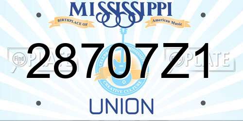 28707Z1 Mississippi License Plate