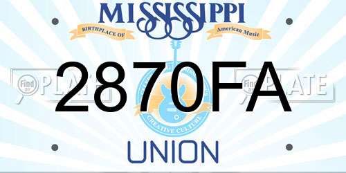 2870FA Mississippi License Plate