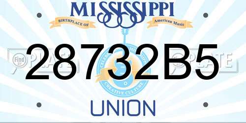 28732B5 Mississippi License Plate